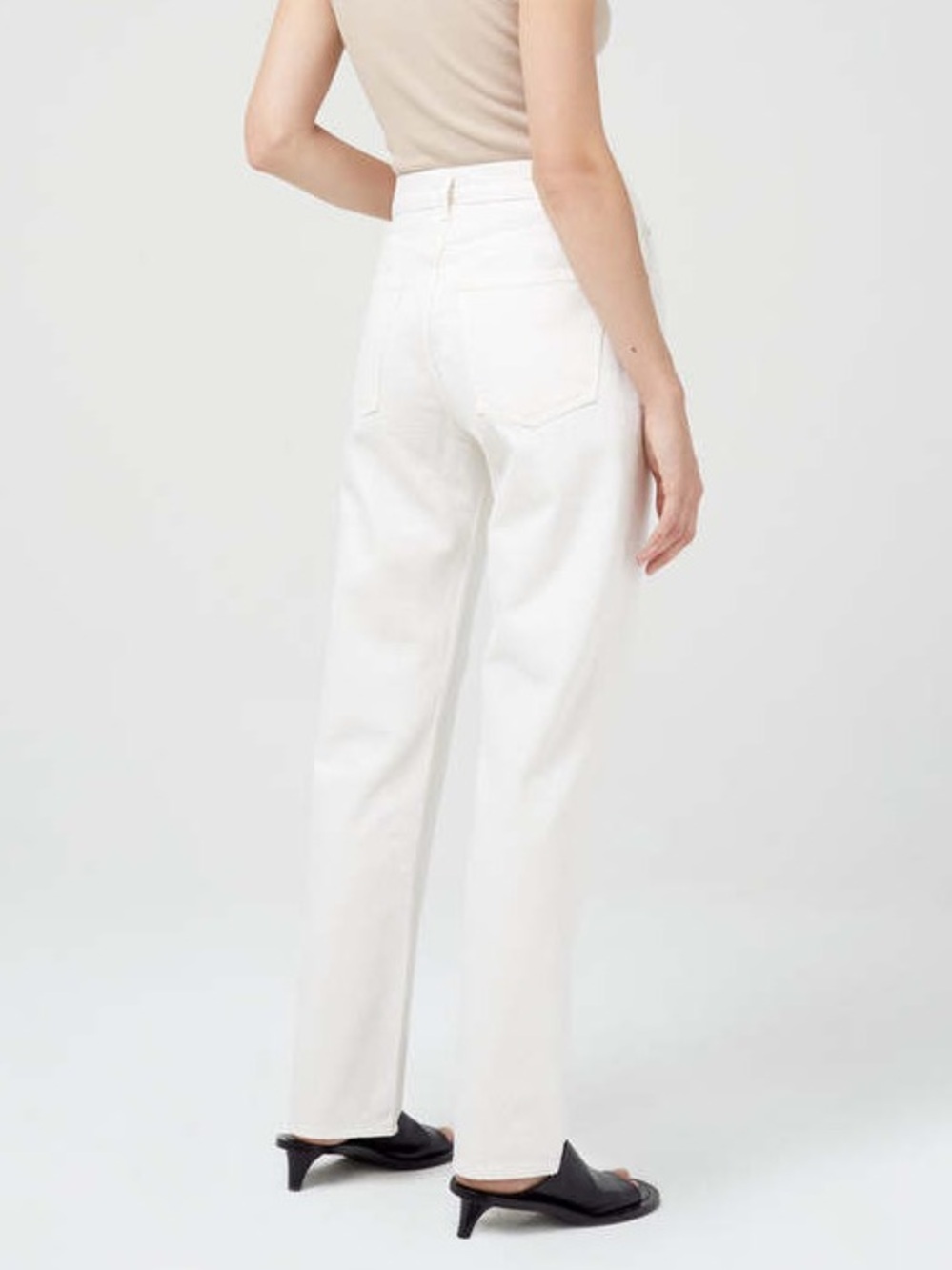 AGOLDE Lana Mid Rise Full Length Straight Leg Jean Drum Off White Denim Women 30 - Picture 2 of 11
